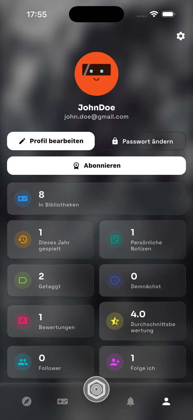 Gameedy Profil und Statistikseite