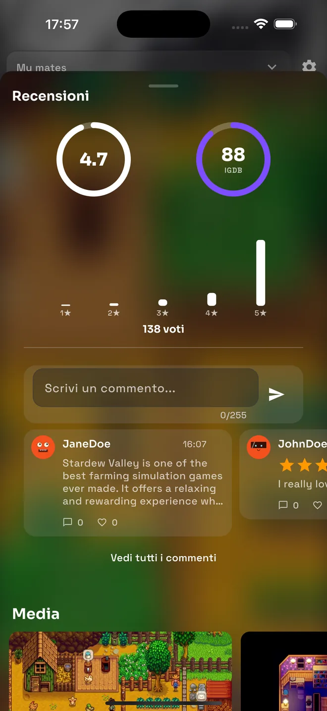 Sezione commenti scheda gioco Gameedy